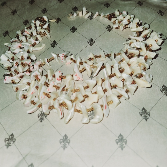 Vintage Natural Shell Mother of Pearl MOP Strand Necklace Bib Choker - Picture 4 of 5